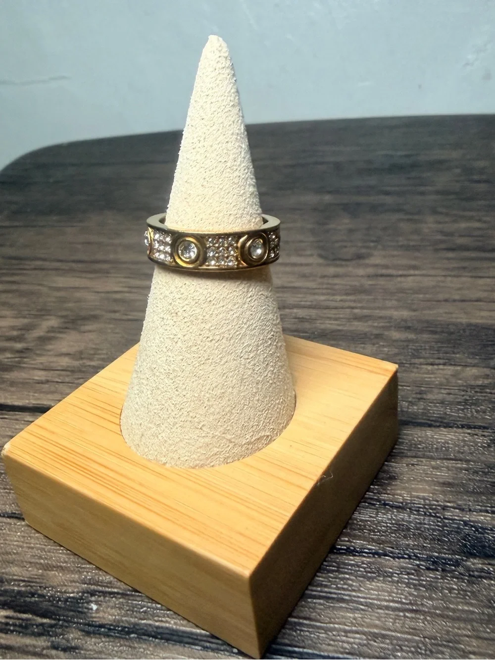 Gold Crystal Accent Women's Band Ring - Gold Color